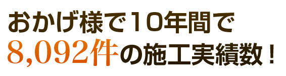 おかげ様で10年間で8,092件の年間施工数！